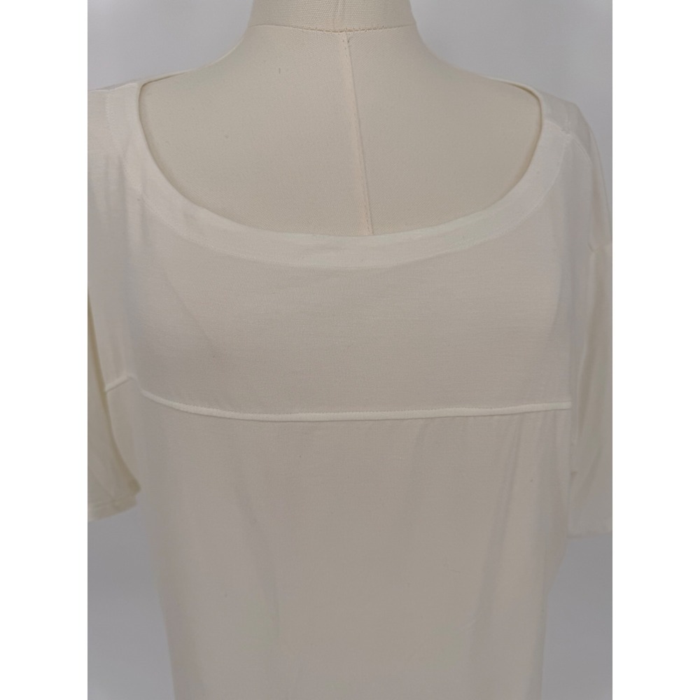 Saturday Sunday by Anthropologie Ivory Wide Neck Short Sleeve‎ Tunic Top Size M
